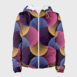 Куртка с капюшоном женская Абстрактные полосы - оптическая иллюзия, цвет: 3D-белый