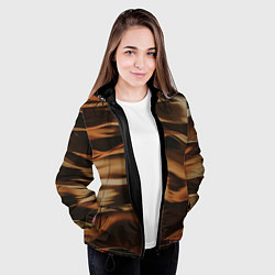 Куртка с капюшоном женская Тёмно-золотые нановолны, цвет: 3D-черный — фото 2