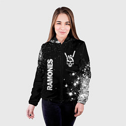 Куртка с капюшоном женская Ramones и рок символ на темном фоне, цвет: 3D-черный — фото 2
