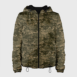 Куртка с капюшоном женская Камуфляж AOR-1 мелкий, цвет: 3D-черный