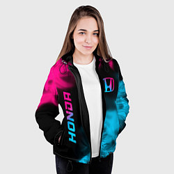 Куртка с капюшоном женская Honda - neon gradient: надпись, символ, цвет: 3D-черный — фото 2