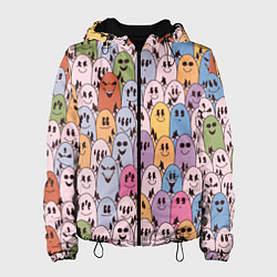 Куртка с капюшоном женская Круглые чертики с рожками, цвет: 3D-черный