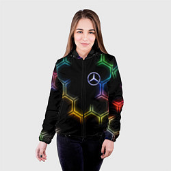 Куртка с капюшоном женская Mercedes - neon pattern, цвет: 3D-черный — фото 2