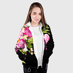 Куртка с капюшоном женская Букет цветов, цвет: 3D-белый — фото 2