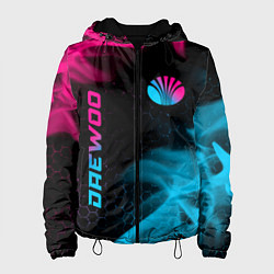Куртка с капюшоном женская Daewoo - neon gradient: надпись, символ, цвет: 3D-черный