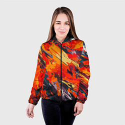Куртка с капюшоном женская Оранжевые кляксы, цвет: 3D-черный — фото 2