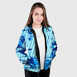 Куртка с капюшоном женская Синие линии, цвет: 3D-черный — фото 2