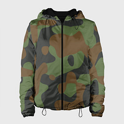 Куртка с капюшоном женская Камуфляж ВСР-93 крупный, цвет: 3D-черный