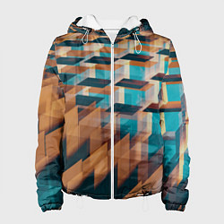 Куртка с капюшоном женская Абстрактное множество поверхностей разных цветов, цвет: 3D-белый