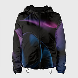 Куртка с капюшоном женская Абстрактные фиолетовые волны, цвет: 3D-черный