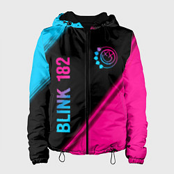 Куртка с капюшоном женская Blink 182 - neon gradient: надпись, символ, цвет: 3D-черный