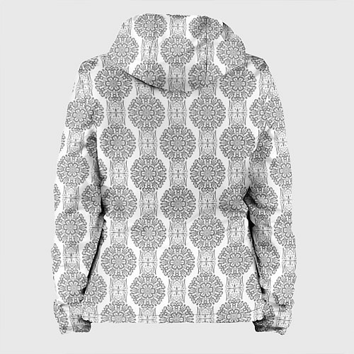 Женская куртка Бело -серый дамасский восточный узор / 3D-Черный – фото 2