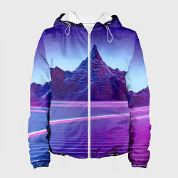 Куртка с капюшоном женская Neon mountains - Vaporwave, цвет: 3D-белый