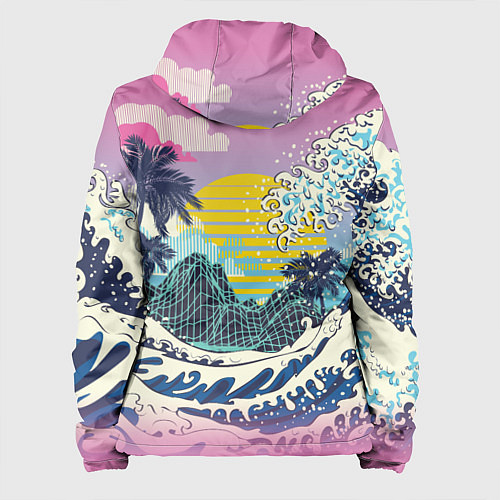 Женская куртка Штормовые океанские волны и пальмы / 3D-Черный – фото 2