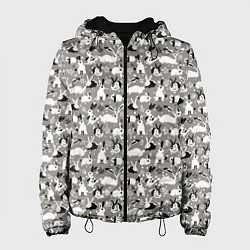 Куртка с капюшоном женская Кролики пятнистые, цвет: 3D-черный