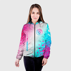 Куртка с капюшоном женская Manchester City neon gradient style: надпись, симв, цвет: 3D-черный — фото 2
