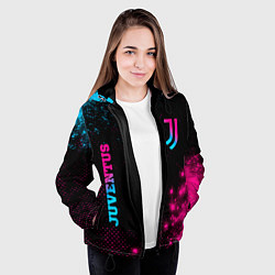 Куртка с капюшоном женская Juventus - neon gradient: надпись, символ, цвет: 3D-черный — фото 2
