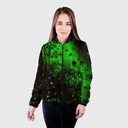 Куртка с капюшоном женская Зелёные краски и вода, цвет: 3D-черный — фото 2