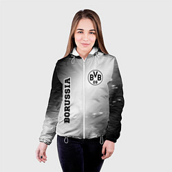 Куртка с капюшоном женская Borussia sport на светлом фоне: надпись, символ, цвет: 3D-белый — фото 2