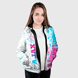 Куртка с капюшоном женская Ajax neon gradient style: по-вертикали, цвет: 3D-черный — фото 2