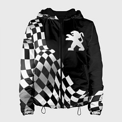 Куртка с капюшоном женская Peugeot racing flag, цвет: 3D-черный