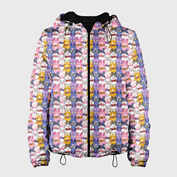 Куртка с капюшоном женская Маленькие милые кролики, цвет: 3D-черный