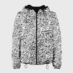 Куртка с капюшоном женская Новогодний узор леттеринг надписи, цвет: 3D-черный