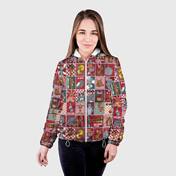 Куртка с капюшоном женская Новогодний паттерн Том и Джерри, цвет: 3D-белый — фото 2
