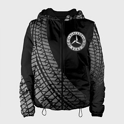 Куртка с капюшоном женская Mercedes tire tracks, цвет: 3D-черный