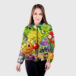 Куртка с капюшоном женская Растения против зомби, цвет: 3D-черный — фото 2