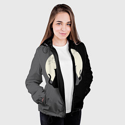 Куртка с капюшоном женская Котики под луной, цвет: 3D-черный — фото 2