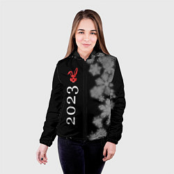 Куртка с капюшоном женская Кролик 2023 суровый: по-вертикали, цвет: 3D-черный — фото 2