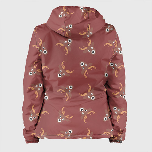 Женская куртка Эстетика: праздничные олени на бордовом фоне / 3D-Черный – фото 2