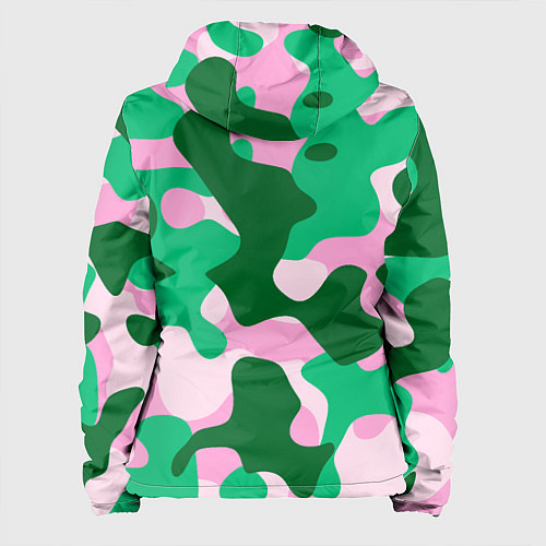 Женская куртка Абстрактные зелёно-розовые пятна / 3D-Черный – фото 2