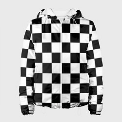 Куртка с капюшоном женская Шахматные клетки - текстура, цвет: 3D-белый