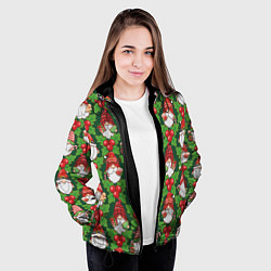 Куртка с капюшоном женская Новогодние гномы - паттерн, цвет: 3D-черный — фото 2