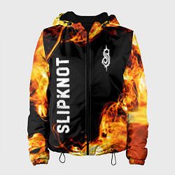 Куртка с капюшоном женская Slipknot и пылающий огонь, цвет: 3D-черный