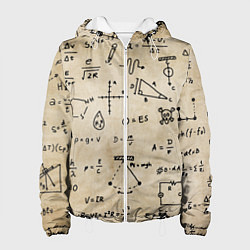 Куртка с капюшоном женская Научные формулы на старой бумаге, цвет: 3D-белый