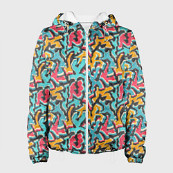 Куртка с капюшоном женская Граффити абстракт гранж, цвет: 3D-белый