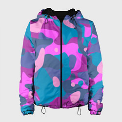Куртка с капюшоном женская Абстракция в сиреневых тонах, цвет: 3D-черный