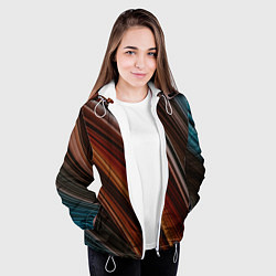 Куртка с капюшоном женская Разноцветные геометрические линии, цвет: 3D-белый — фото 2