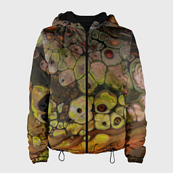 Куртка с капюшоном женская Оранжевые камни, вода и краски, цвет: 3D-черный