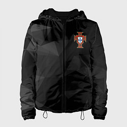 Куртка с капюшоном женская Сборная Португалии треугольники, цвет: 3D-черный