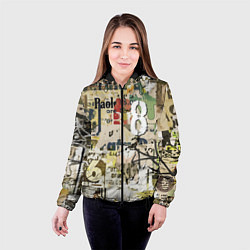 Куртка с капюшоном женская Восьмёрка на фоне рваных афиш, цвет: 3D-черный — фото 2