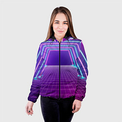 Куртка с капюшоном женская Вход в неоновый портал, цвет: 3D-черный — фото 2