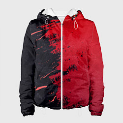Куртка с капюшоном женская Черное и красное, цвет: 3D-белый