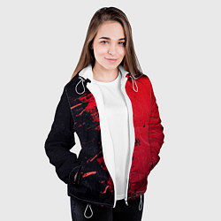 Куртка с капюшоном женская Черное и красное, цвет: 3D-белый — фото 2