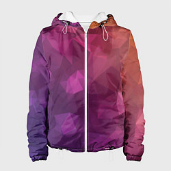Куртка с капюшоном женская Разноцветные полигоны, цвет: 3D-белый