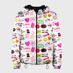 Куртка с капюшоном женская Love inscriptions, цвет: 3D-черный
