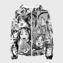 Куртка с капюшоном женская Ахегао паттерн, цвет: 3D-белый